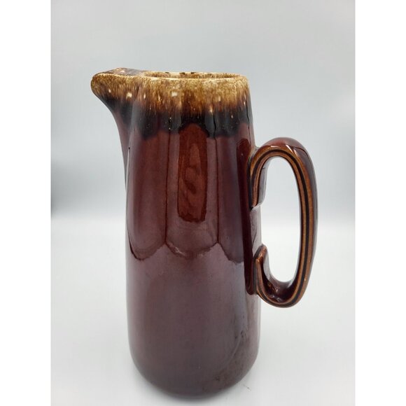 Vintage Hull USA Oven Proof Brown Drip Glaze Pottery Pitcher Jug W Handle & Pour - Picture 5 of 7